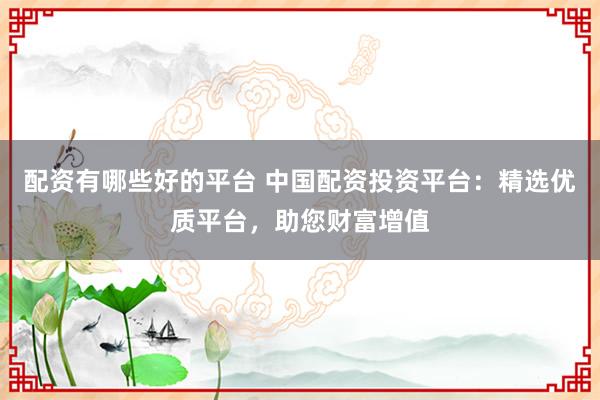 配资有哪些好的平台 中国配资投资平台：精选优质平台，助您财富增值