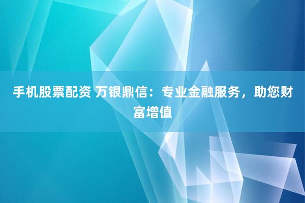 手机股票配资 万银鼎信：专业金融服务，助您财富增值