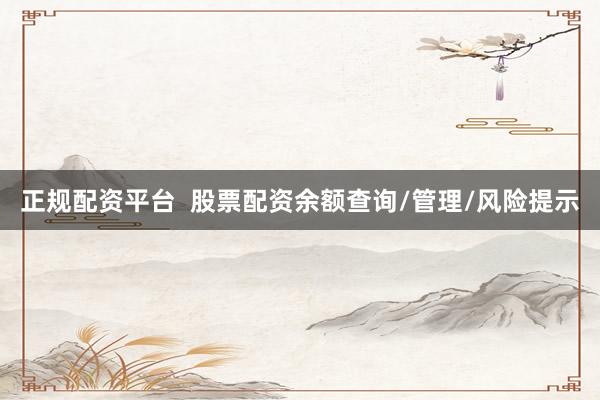 正规配资平台  股票配资余额查询/管理/风险提示