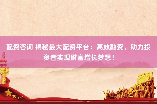 配资咨询 揭秘最大配资平台:高效融资,助力投资者实现财富增长梦想!
