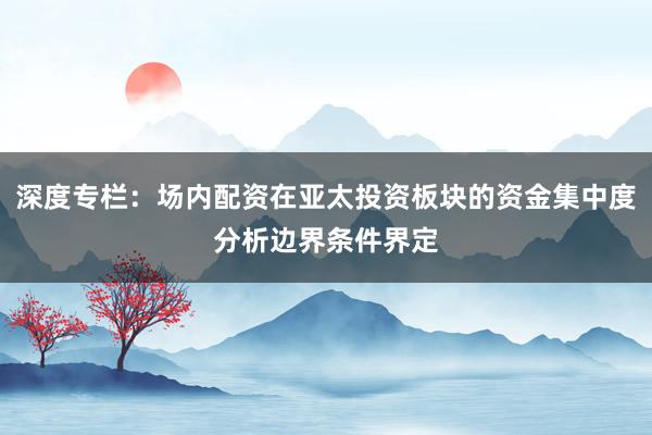 深度专栏：场内配资在亚太投资板块的资金集中度分析边界条件界定