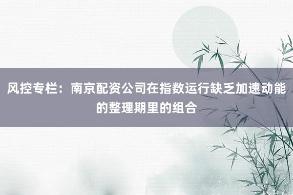 风控专栏：南京配资公司在指数运行缺乏加速动能的整理期里的组合