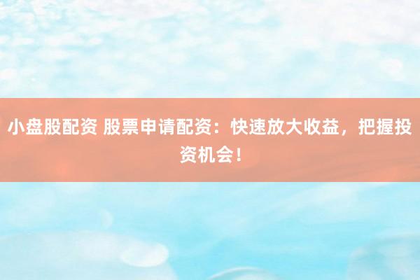 小盘股配资 股票申请配资：快速放大收益，把握投资机会！