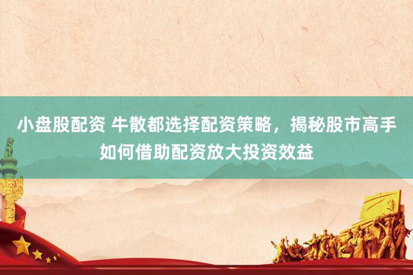 小盘股配资 牛散都选择配资策略，揭秘股市高手如何借助配资放大投资效益