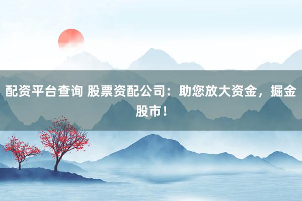 配资平台查询 股票资配公司：助您放大资金，掘金股市！