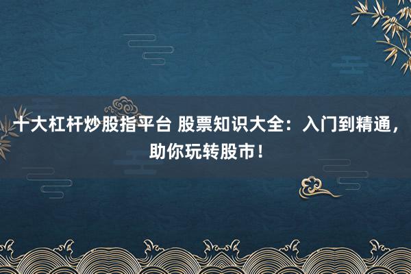 十大杠杆炒股指平台 股票知识大全：入门到精通，助你玩转股市！